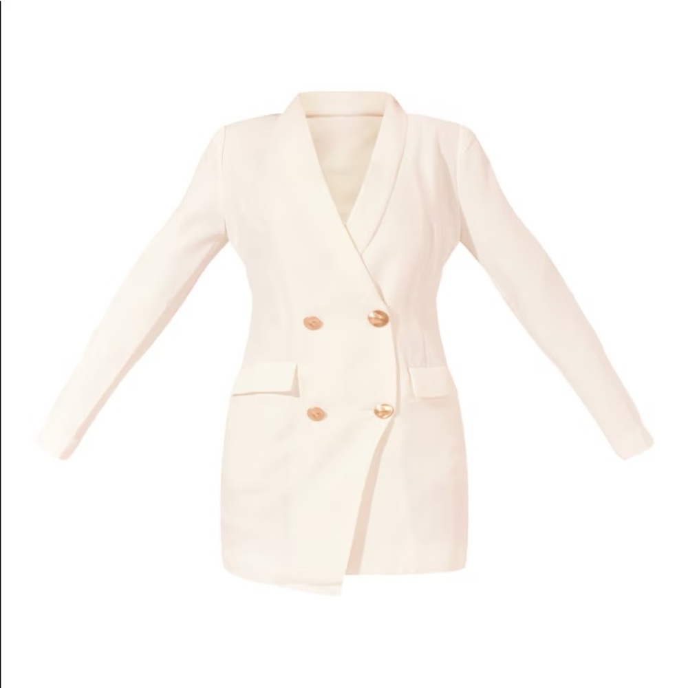 PrettyLittleThing White Double Breasted Mini Blazer Dress US (4) UK (8) - Picture 5 of 8